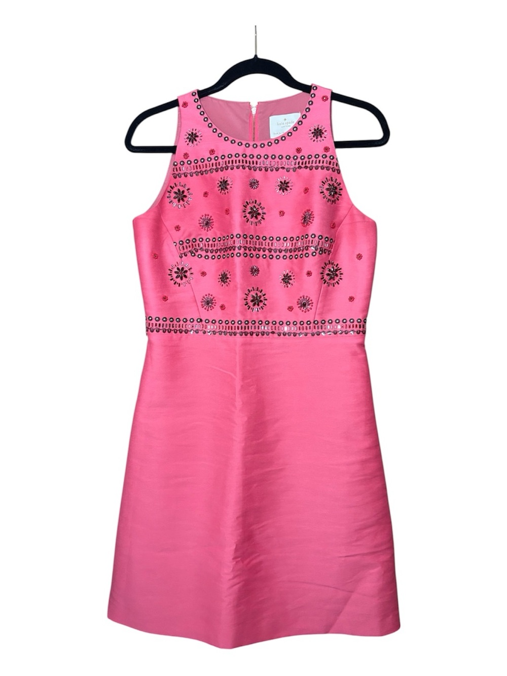 Kate Spade Pink Beaded Crystal Embellished A-Line Cocktail Dress Size 8